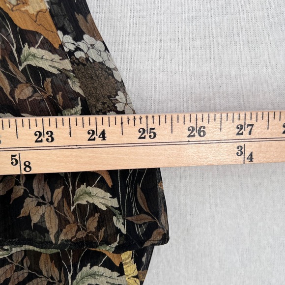 ROBERT RODRIGUEZ Floral Print Tiered Ruffled Dress Womens Large Black Sheer - Picture 14 of 16